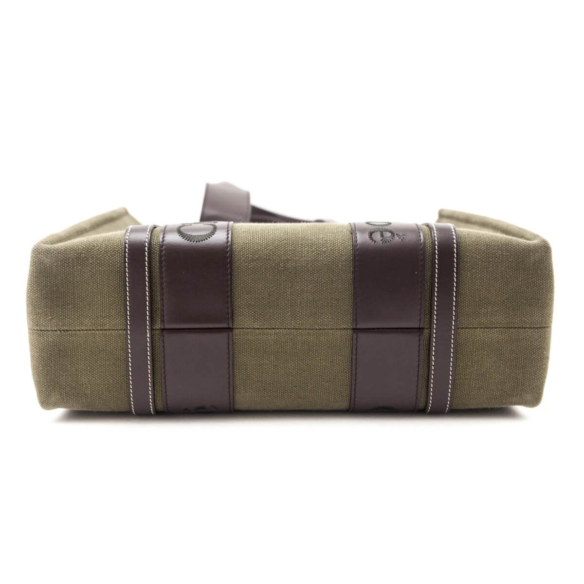 Chloe Warm Green Linen Calfskin Medium Woody Tote - Love that Bag etc - Preowned Authentic Designer Handbags & Preloved Fashions