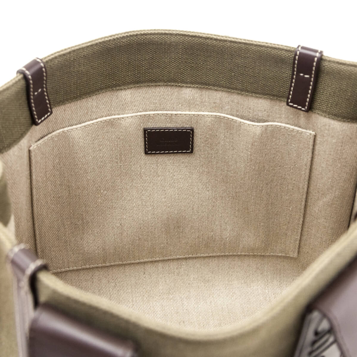 Chloe Warm Green Linen Calfskin Medium Woody Tote - Love that Bag etc - Preowned Authentic Designer Handbags & Preloved Fashions
