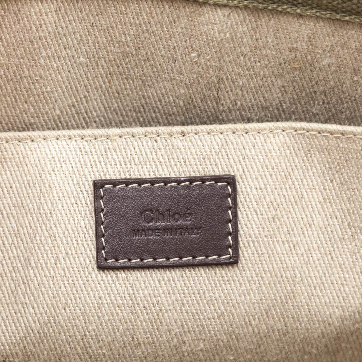 Chloe Warm Green Linen Calfskin Medium Woody Tote - Love that Bag etc - Preowned Authentic Designer Handbags & Preloved Fashions