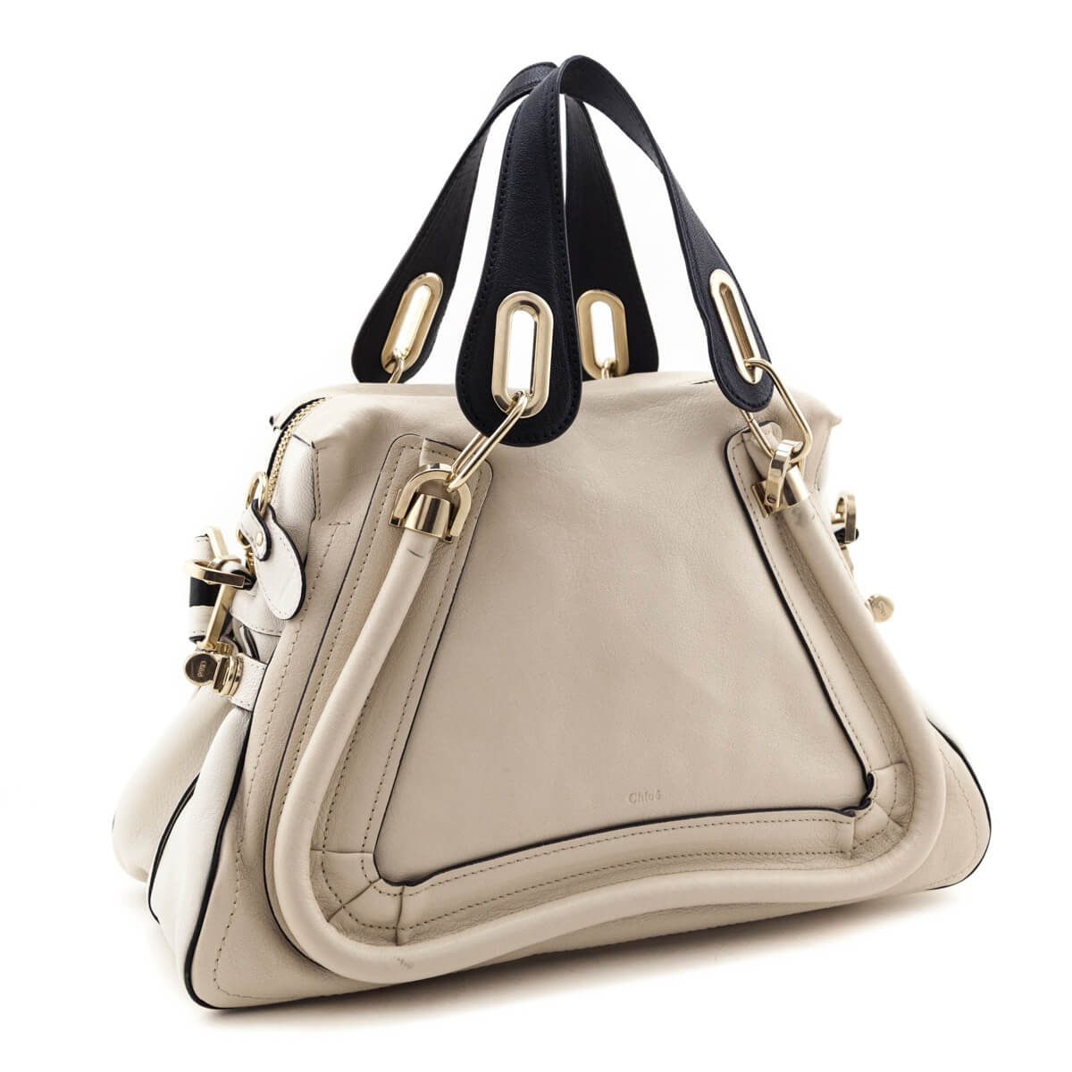 Chloe White & Black Calfskin Medium Paraty Bag - Love that Bag etc - Preowned Authentic Designer Handbags & Preloved Fashions