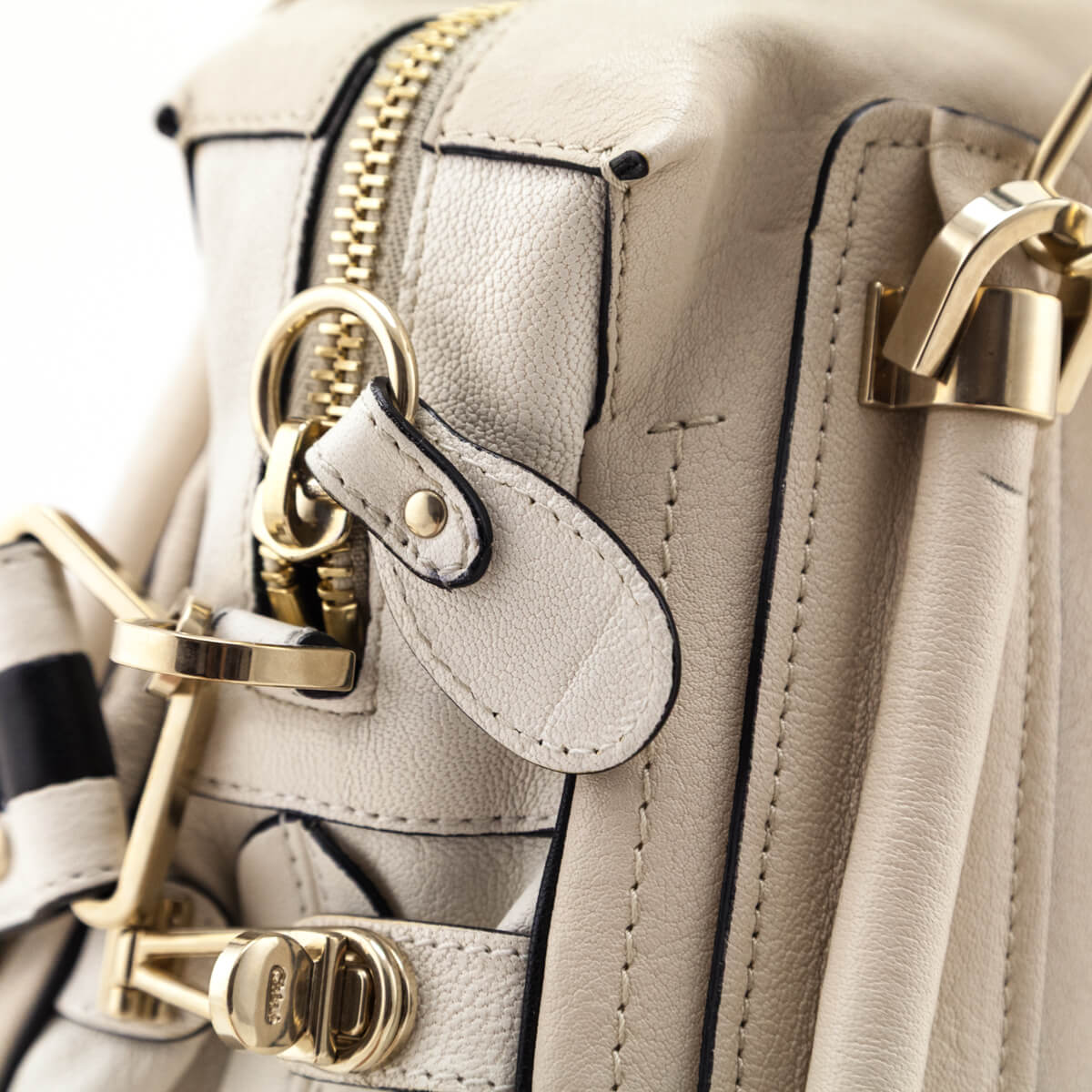 Chloe White & Black Calfskin Medium Paraty Bag - Love that Bag etc - Preowned Authentic Designer Handbags & Preloved Fashions