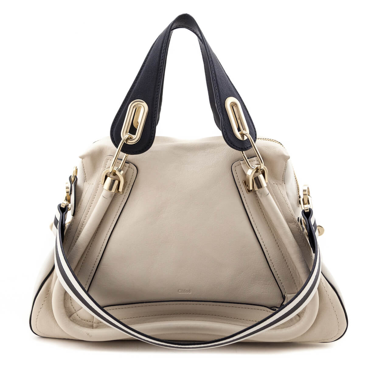 Chloe White & Black Calfskin Medium Paraty Bag - Love that Bag etc - Preowned Authentic Designer Handbags & Preloved Fashions