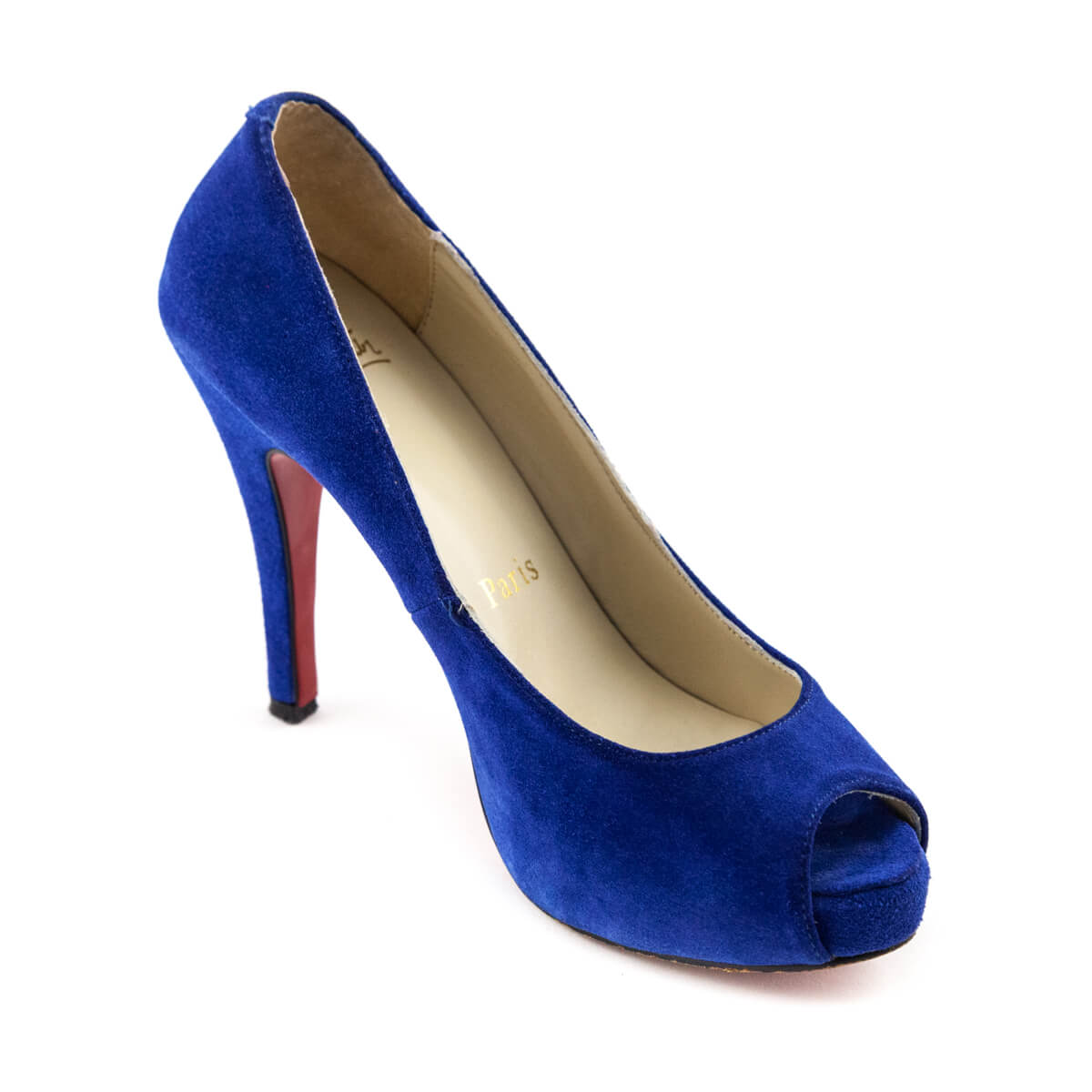 Christian Louboutin Blue Suede Peep Toe Platform Pumps Size US 10 | EU 40 - Love that Bag etc - Preowned Authentic Designer Handbags & Preloved Fashions