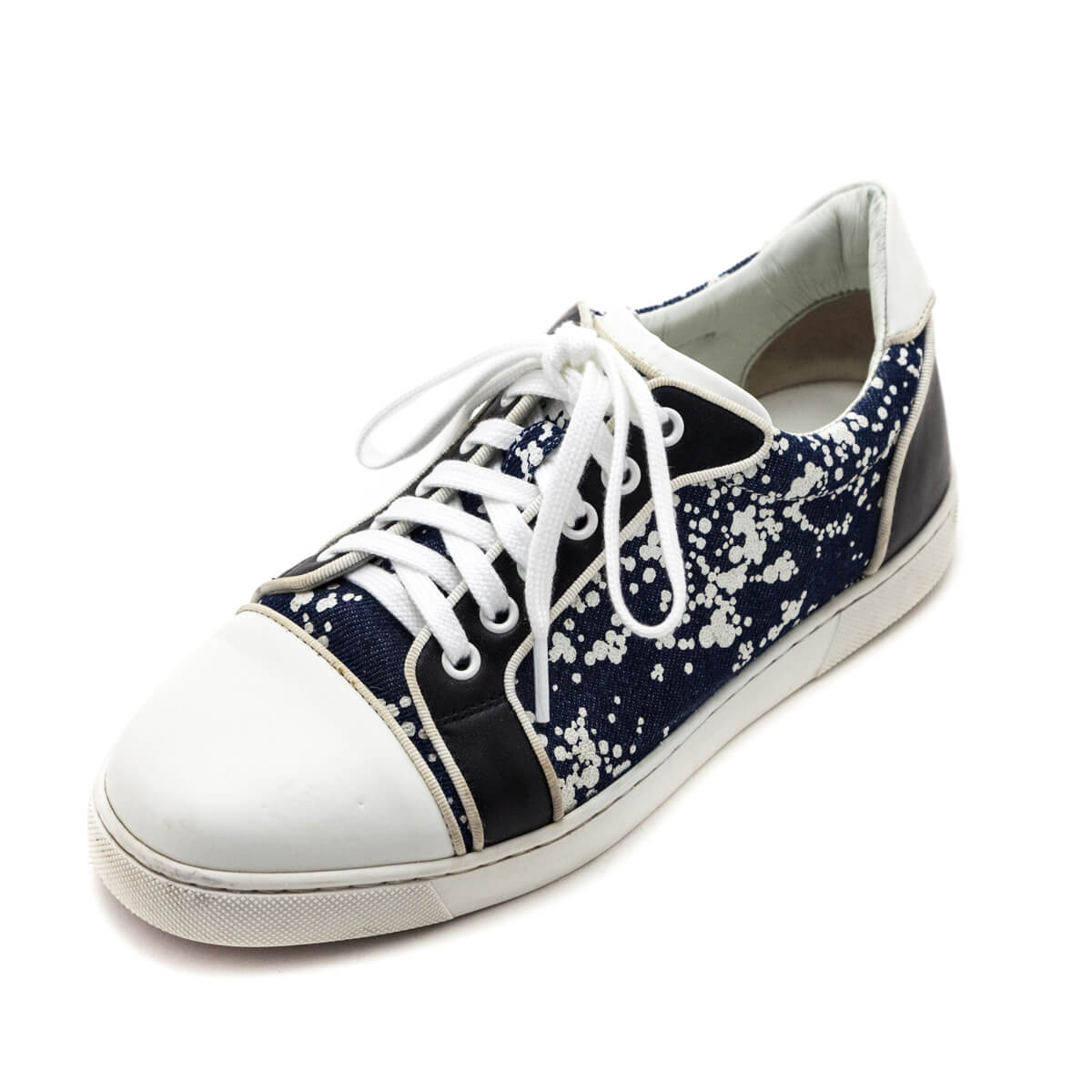 Christian Louboutin Navy & White Paint Low Top Sneakers Size US 8 | EU 38 - Love that Bag etc - Preowned Authentic Designer Handbags & Preloved Fashions