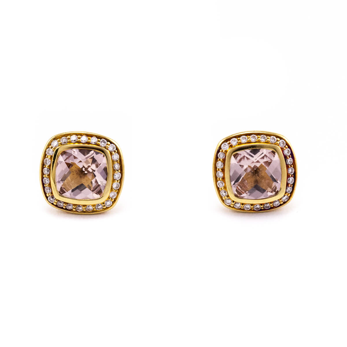 David Yurman 18K Gold Morganite & Diamonds Stud Earrings - Love that Bag etc - Preowned Authentic Designer Handbags & Preloved Fashions
