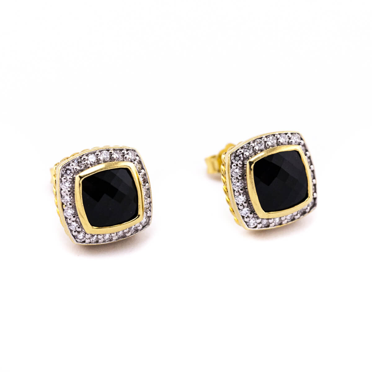 David Yurman 18K Gold Onyx & Diamonds Stud Earrings - Love that Bag etc - Preowned Authentic Designer Handbags & Preloved Fashions