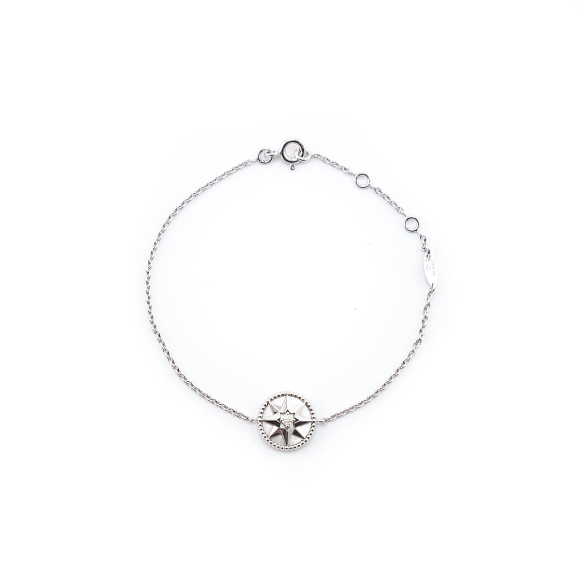 Dior 18K White Gold Diamond Mother of Pearl Rose Des Vents Bracelet