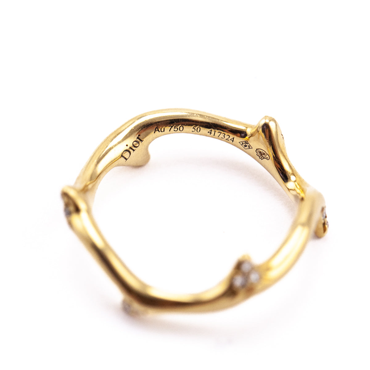 Dior 18K Yellow Gold Diamond Bois de Rose Ring