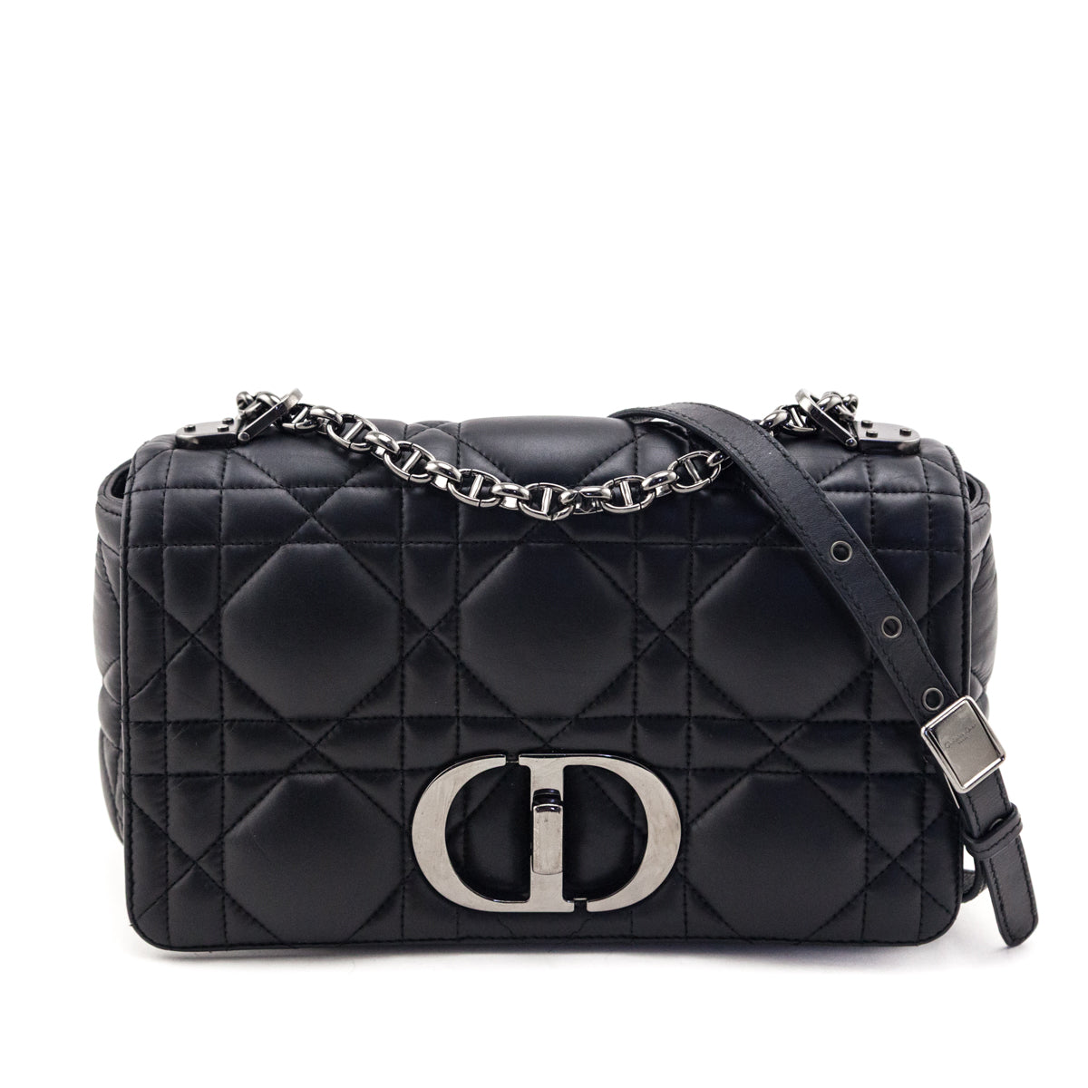 Dior Black Calfskin Macrocannage Medium Caro Bag - Love that Bag etc - Preowned Authentic Designer Handbags & Preloved Fashions