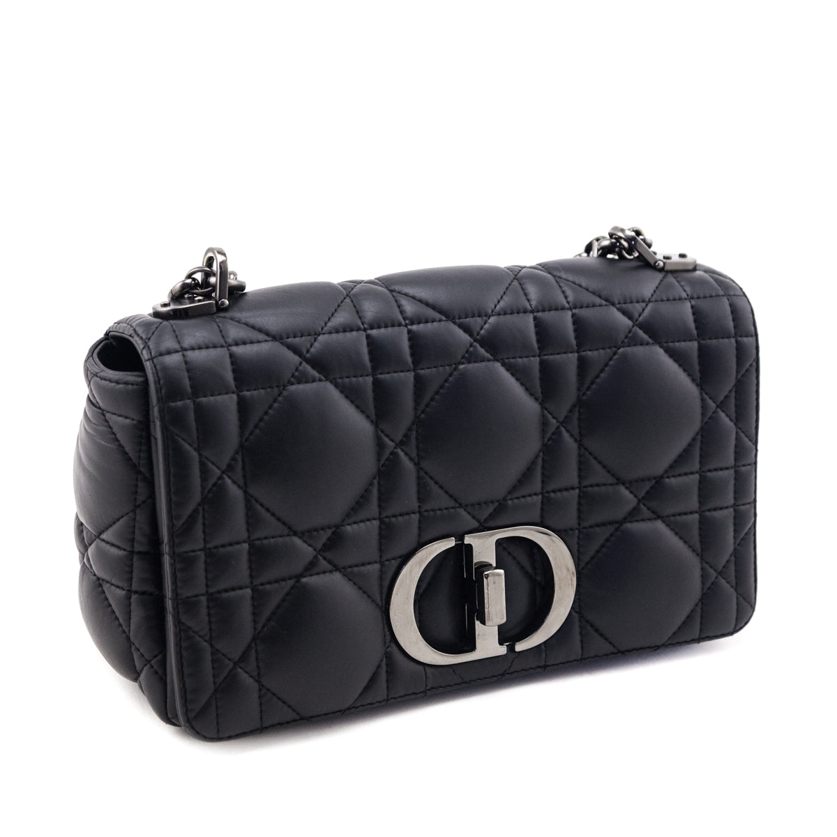 Dior Black Calfskin Macrocannage Medium Caro Bag - Love that Bag etc - Preowned Authentic Designer Handbags & Preloved Fashions