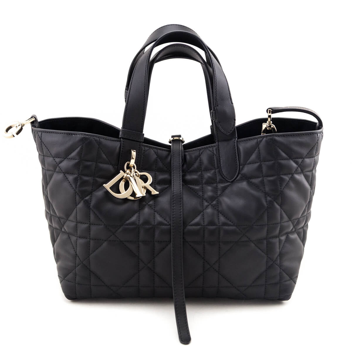 Dior Black Calfskin Macrocannage Medium Toujours - Love that Bag etc - Preowned Authentic Designer Handbags & Preloved Fashions