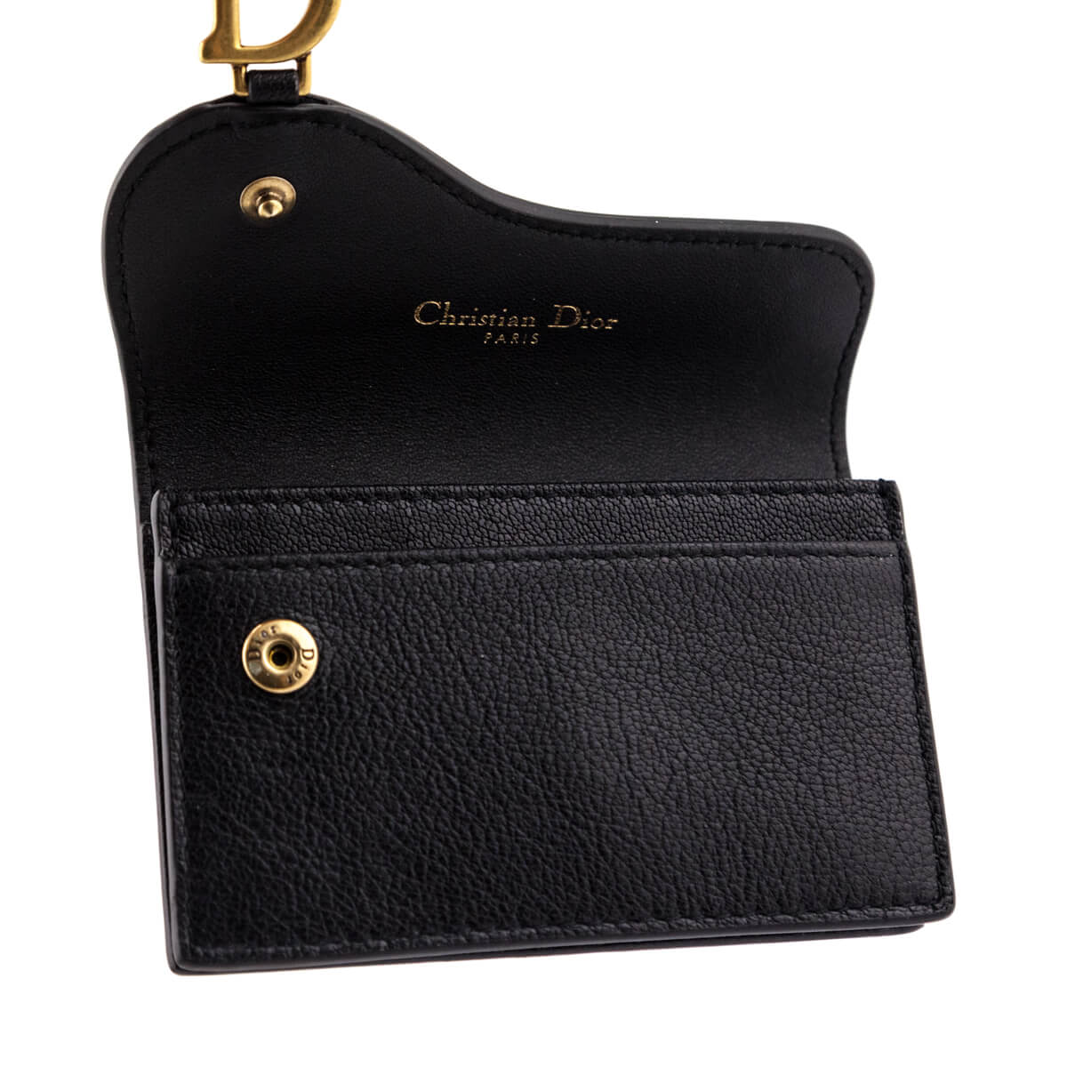 Dior Black Goatskin Saddle Card Holder - Love that Bag etc - Preowned Authentic Designer Handbags & Preloved Fashions
