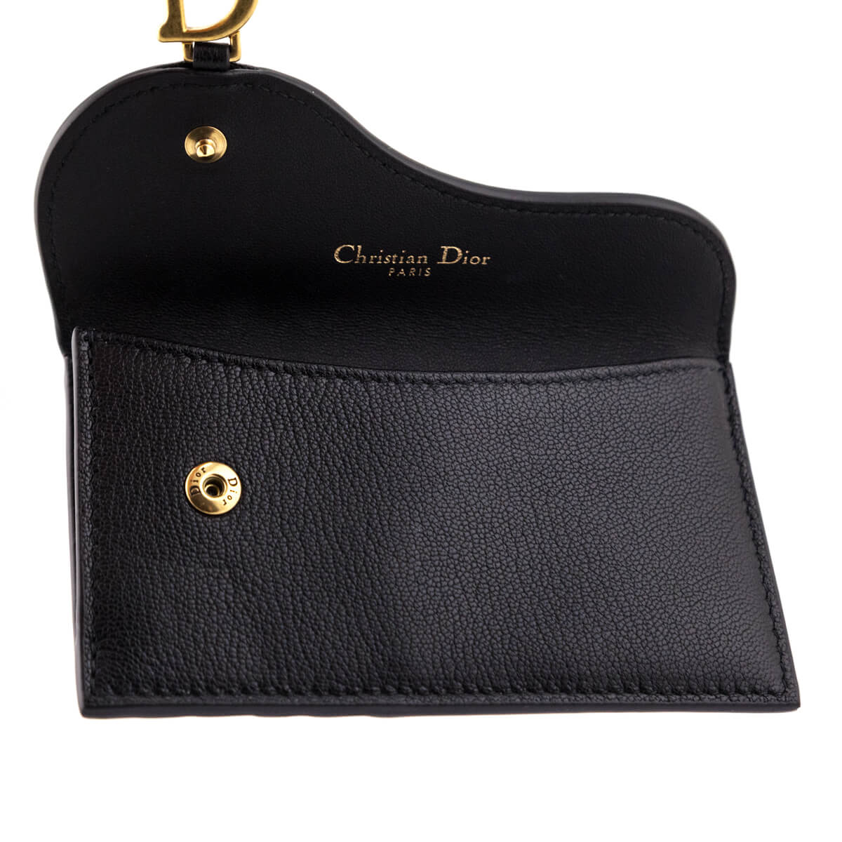 Dior Black Goatskin Saddle Cosmos Card Holder - Love that Bag etc - Preowned Authentic Designer Handbags & Preloved Fashions