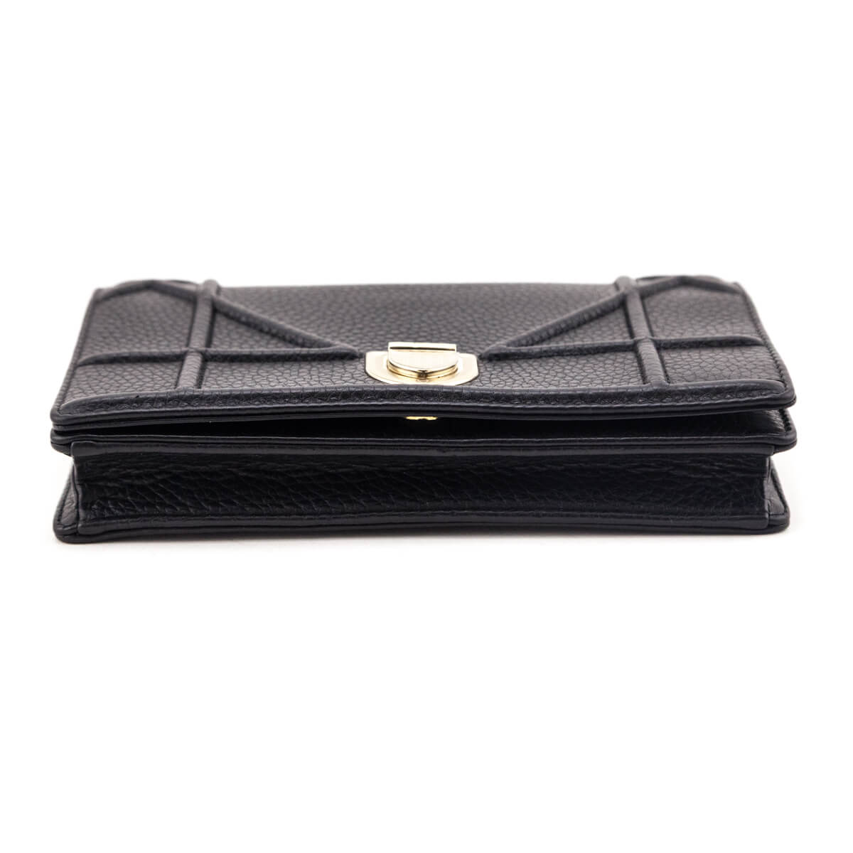 Dior Black Grained Calfskin Diorama Wallet on Chain Clutch