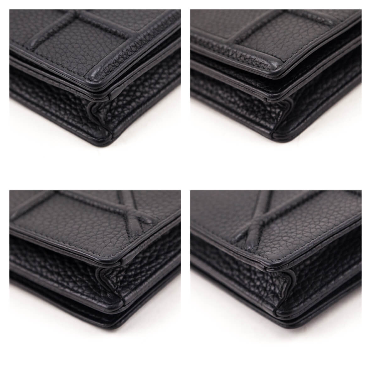 Dior Black Grained Calfskin Diorama Wallet on Chain Clutch