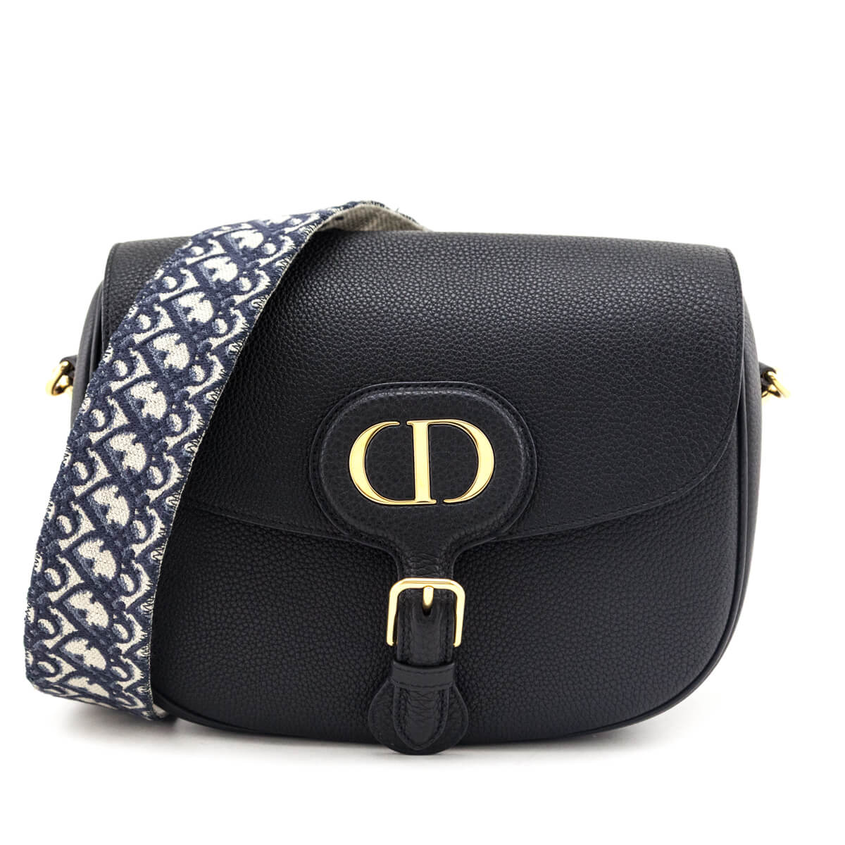 Dior Black Grained Calfskin Large Bobby Flap Bag