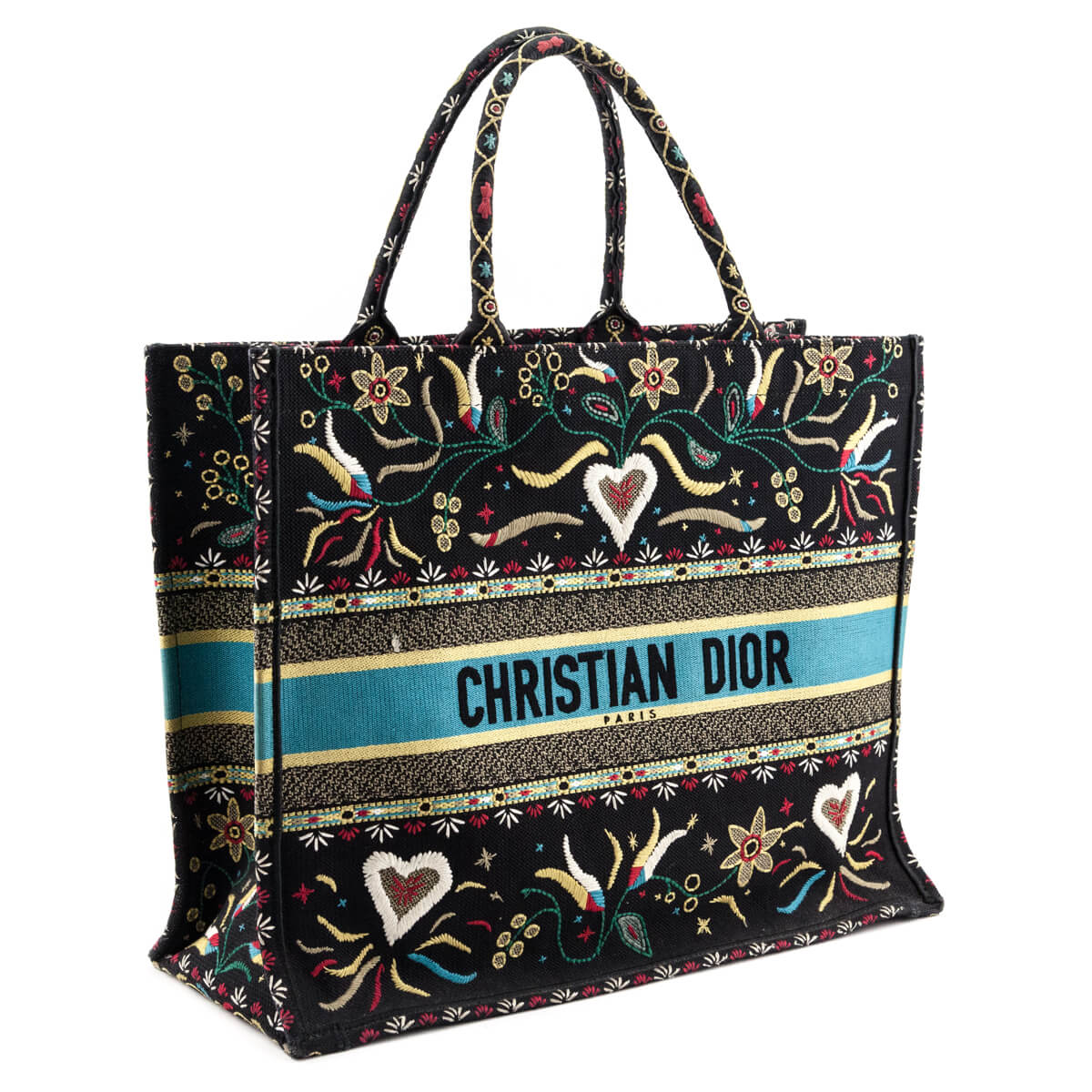 Dior Black Multicolor Embroidered Large Book Tote - Love that Bag etc - Preowned Authentic Designer Handbags & Preloved Fashions