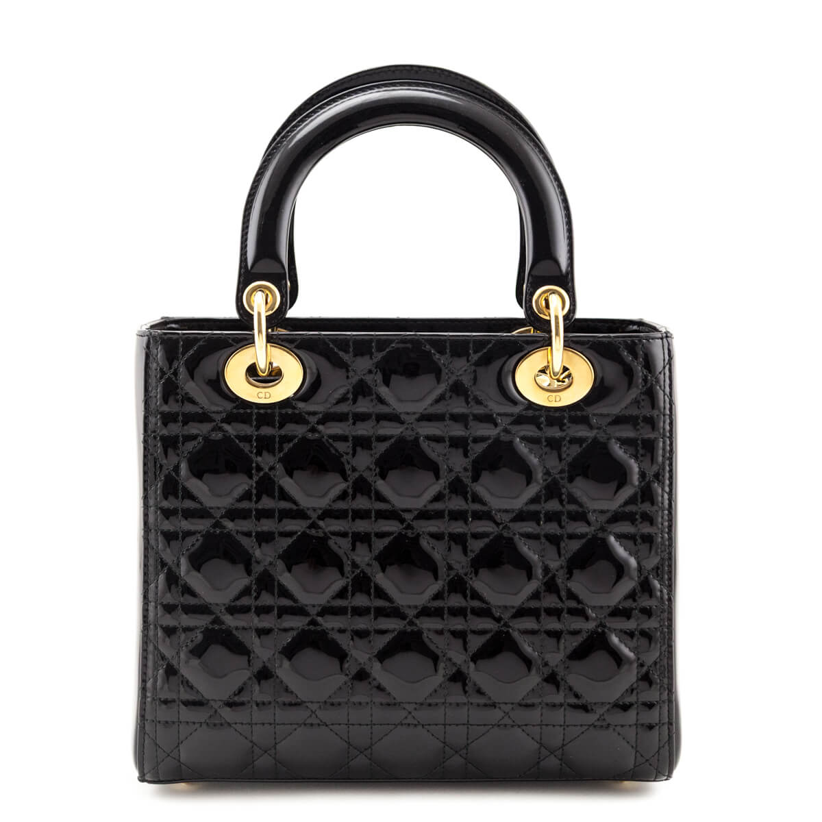 Dior Black Patent Cannage Medium Lady Dior