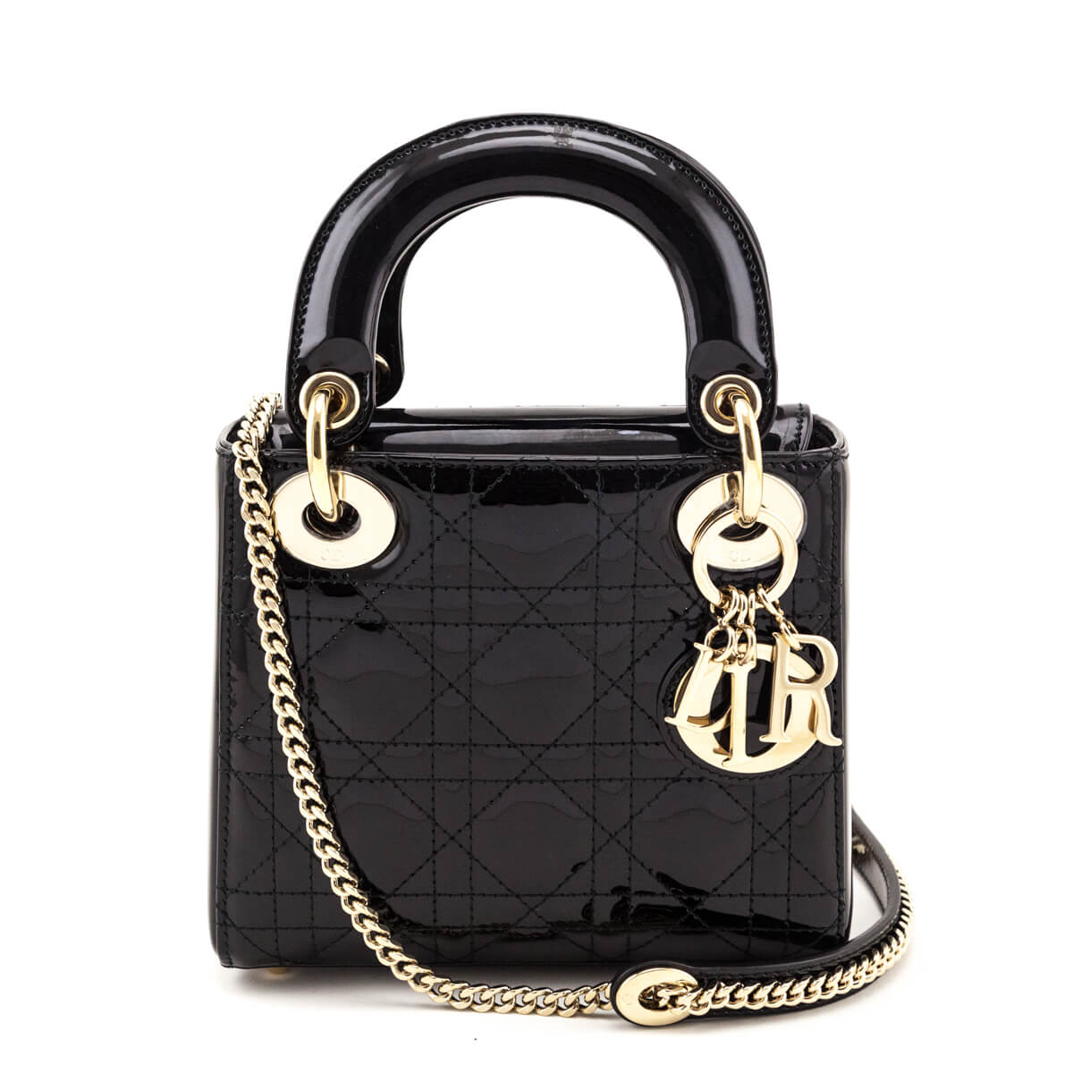 Dior Black Patent Cannage Mini Lady Dior Bag - Love that Bag etc - Preowned Authentic Designer Handbags & Preloved Fashions