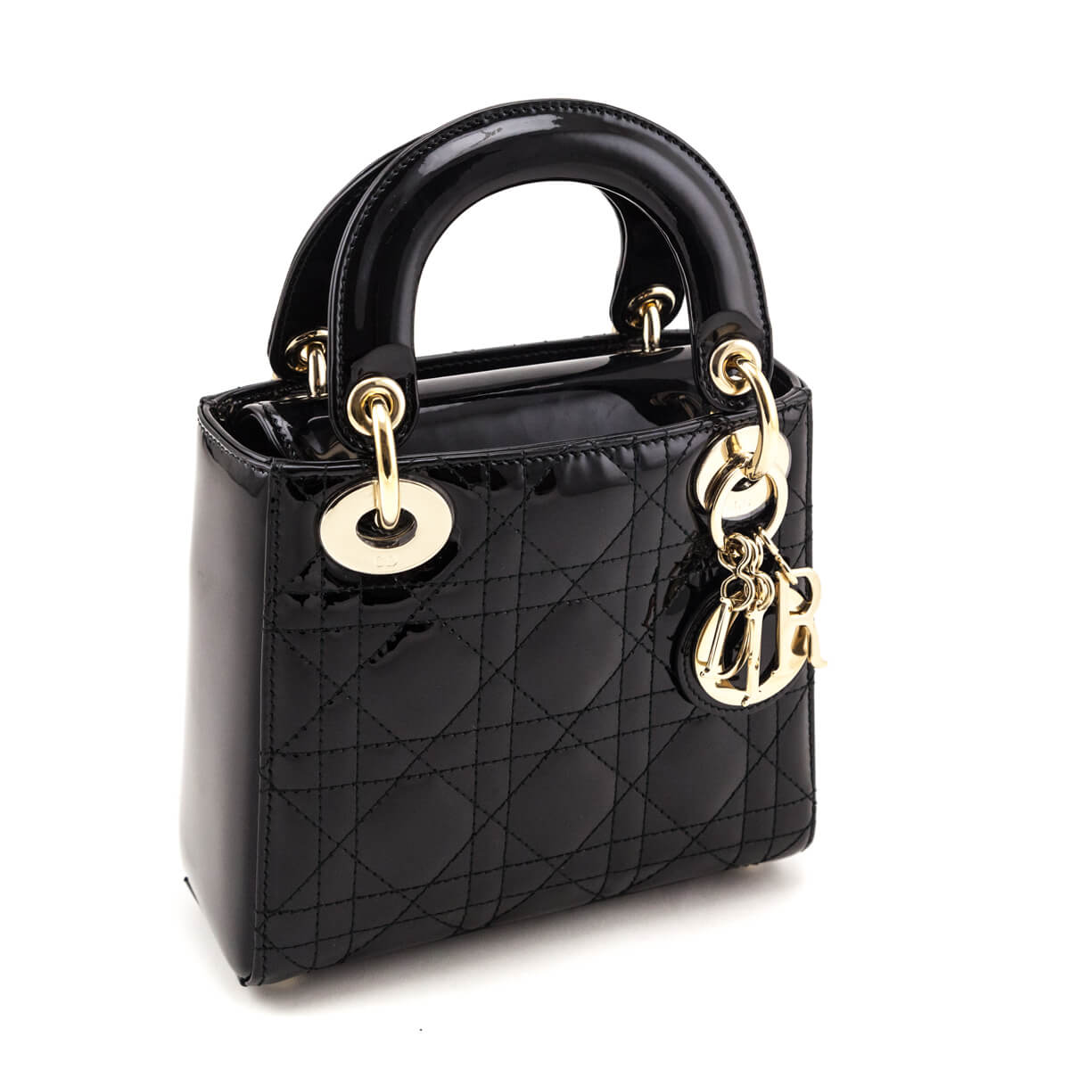 Dior Black Patent Cannage Mini Lady Dior Bag - Love that Bag etc - Preowned Authentic Designer Handbags & Preloved Fashions