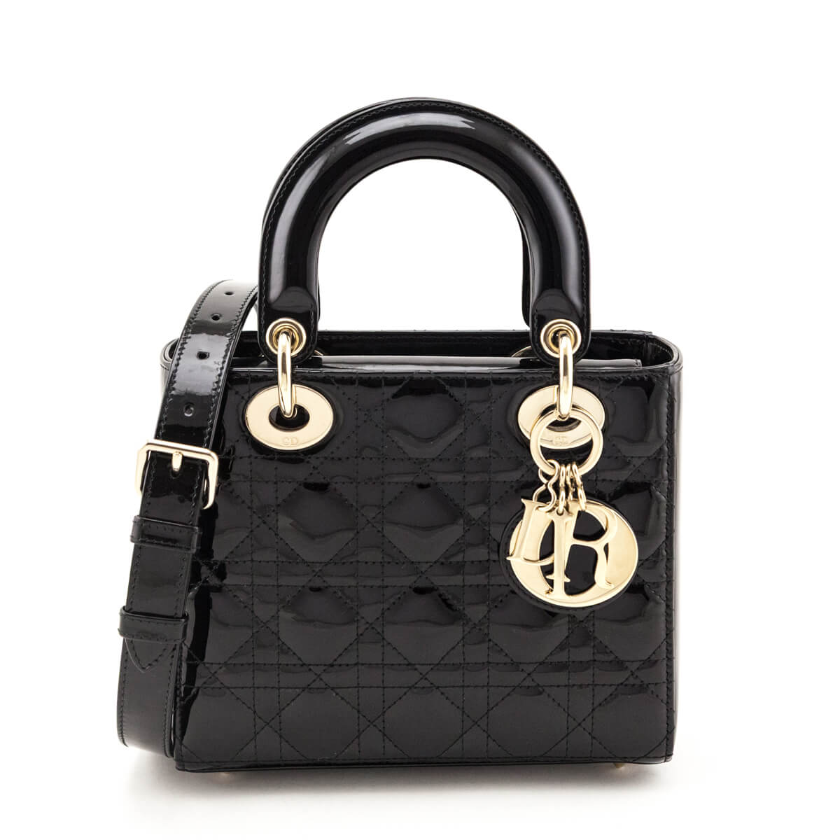 Dior Black Patent Cannage Small Lady Dior - Love that Bag etc - Preowned Authentic Designer Handbags & Preloved Fashions
