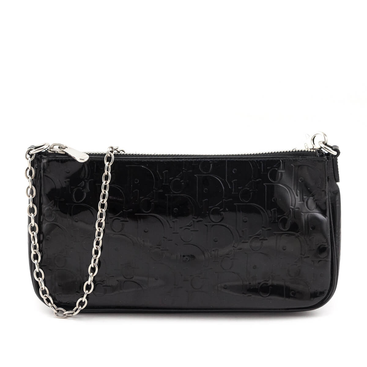 Dior Black Patent Monogram Pochette - Love that Bag etc - Preowned Authentic Designer Handbags & Preloved Fashions