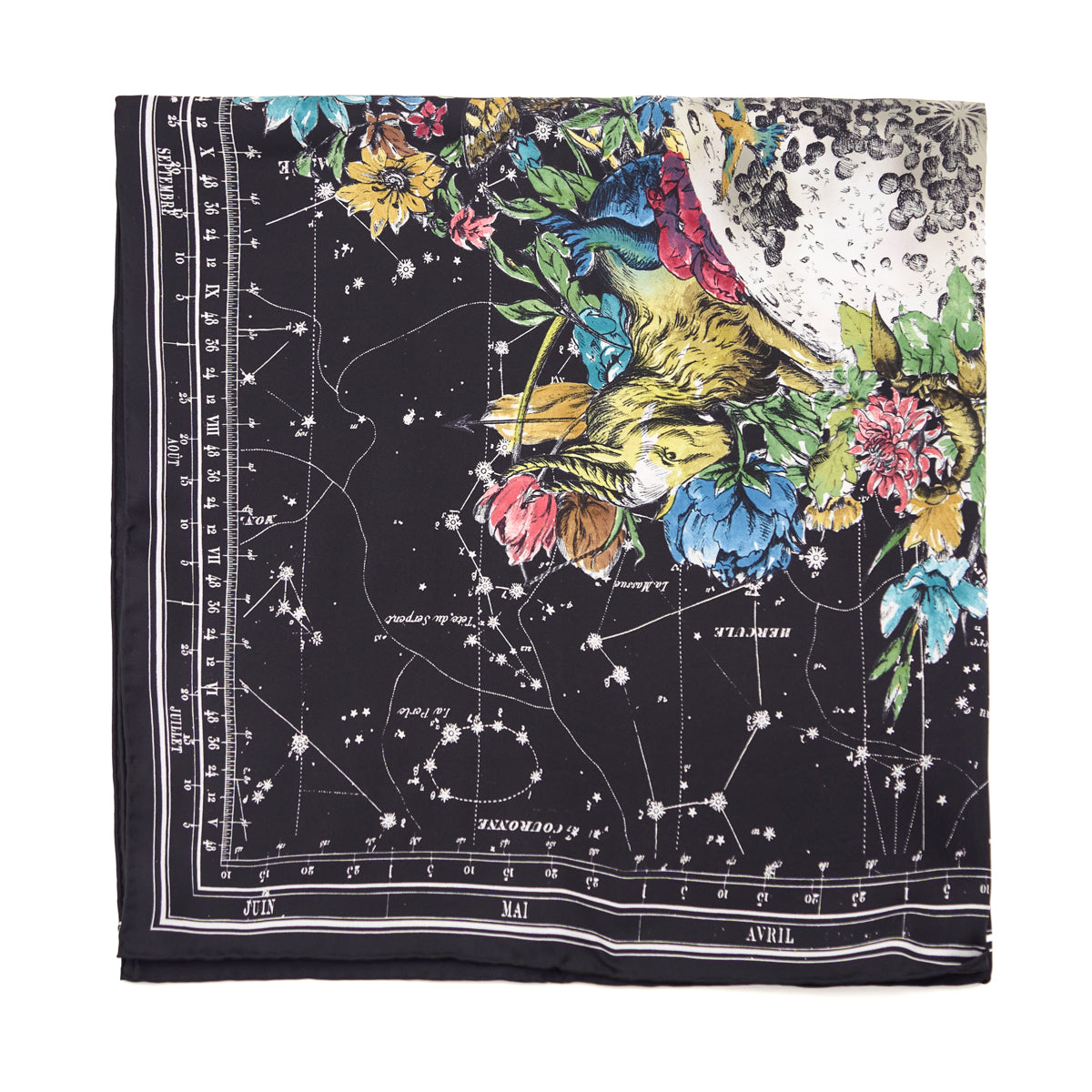Dior Black Silk Zodiac Scarf 90