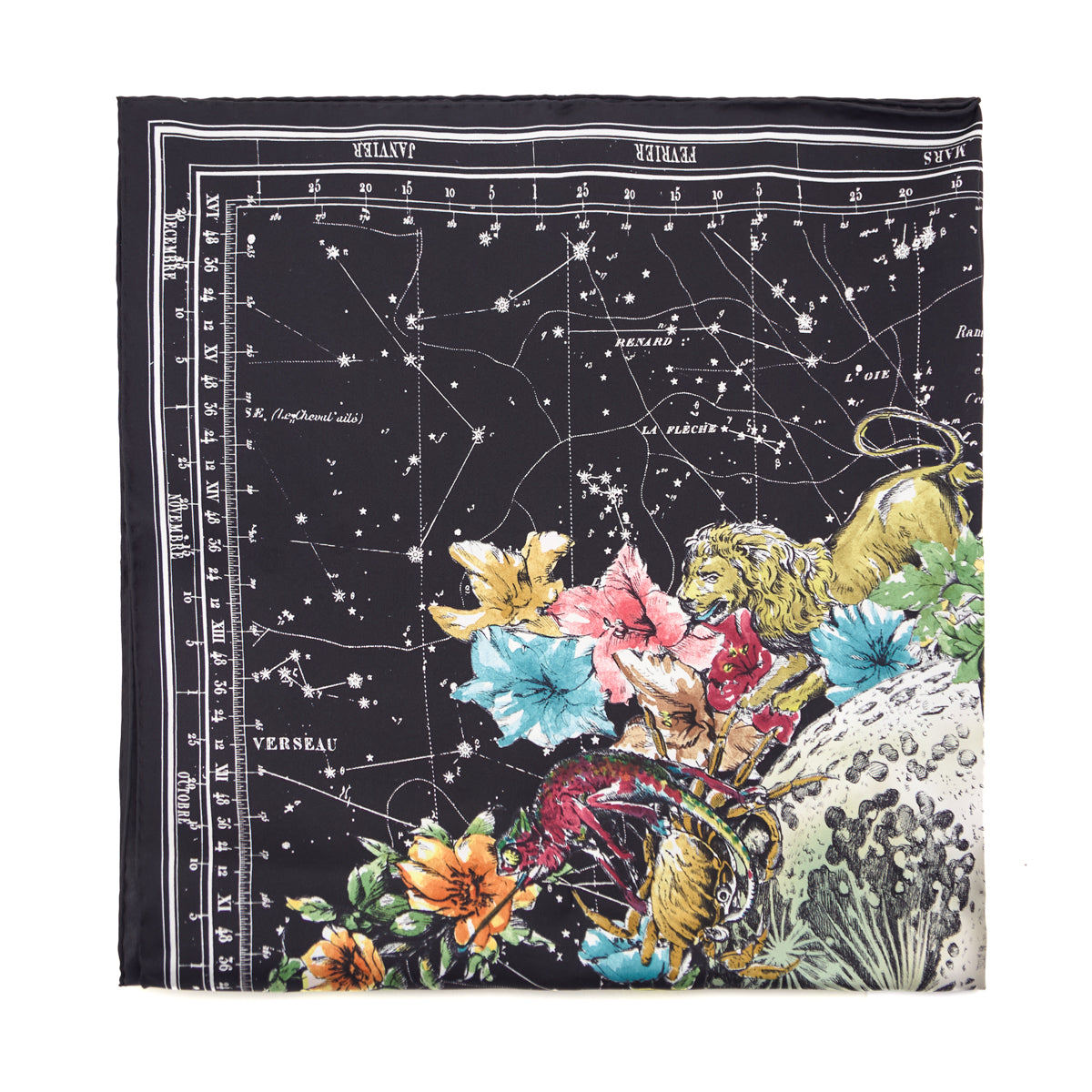 Dior Black Silk Zodiac Scarf 90