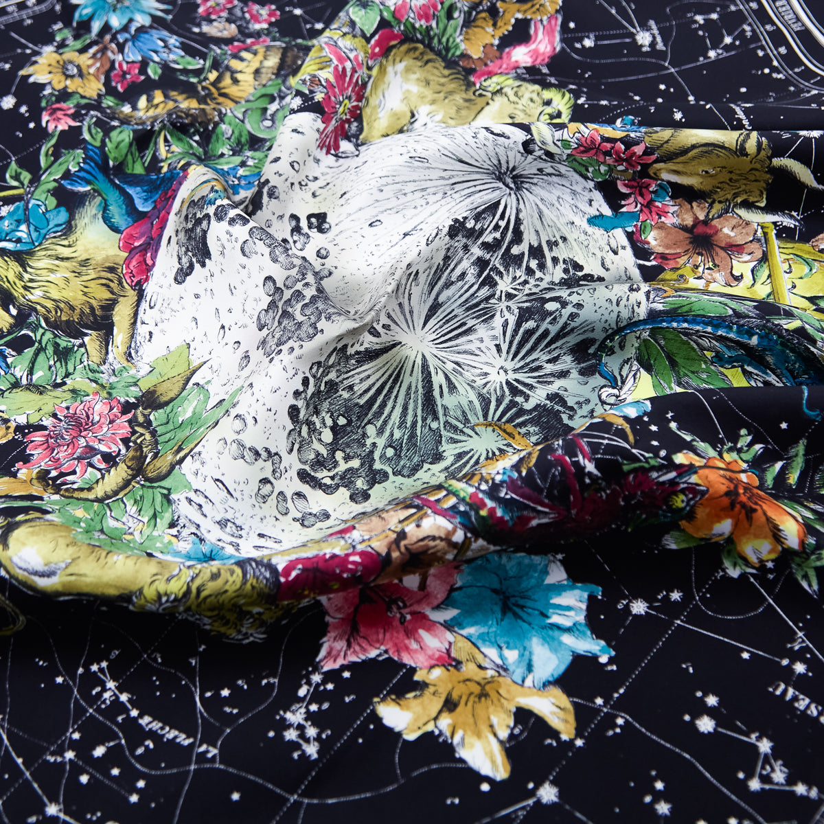 Dior Black Silk Zodiac Scarf 90