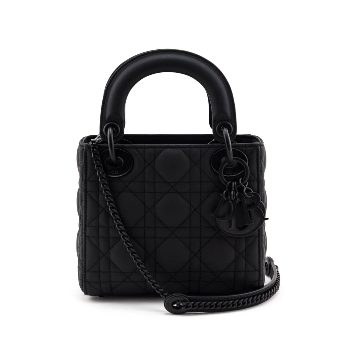 Dior Black Ultra Matte Calfskin Cannage Mini Lady Dior - Love that Bag etc - Preowned Authentic Designer Handbags & Preloved Fashions
