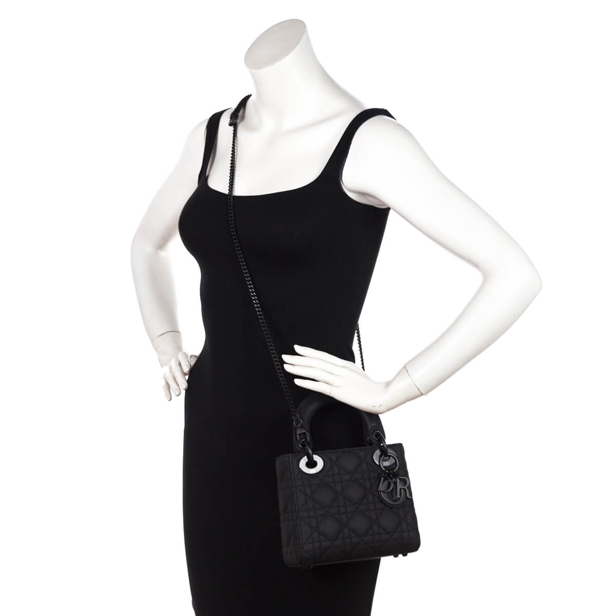 Dior Black Ultra Matte Calfskin Cannage Mini Lady Dior - Love that Bag etc - Preowned Authentic Designer Handbags & Preloved Fashions