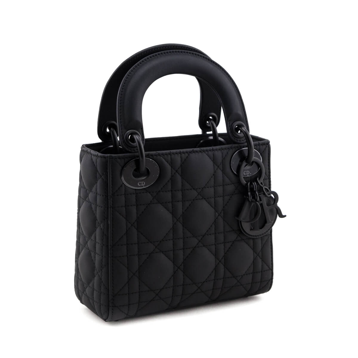 Dior - Mini Lady Bag Black Ultramatte Cannage Calfskin - Women - Fablle
