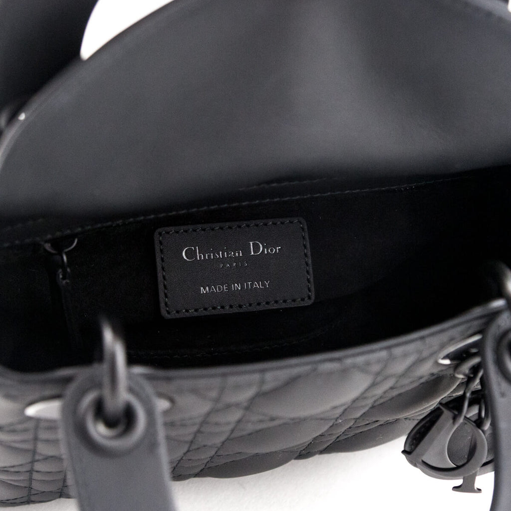 CHRISTIAN DIOR Ultra Matte Calfskin Cannage Mini Lady Dior Black 1198707