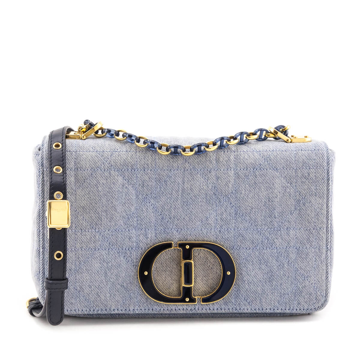 Dior Blue Denim Macrocannage Medium Caro Bag - Love that Bag etc - Preowned Authentic Designer Handbags & Preloved Fashions