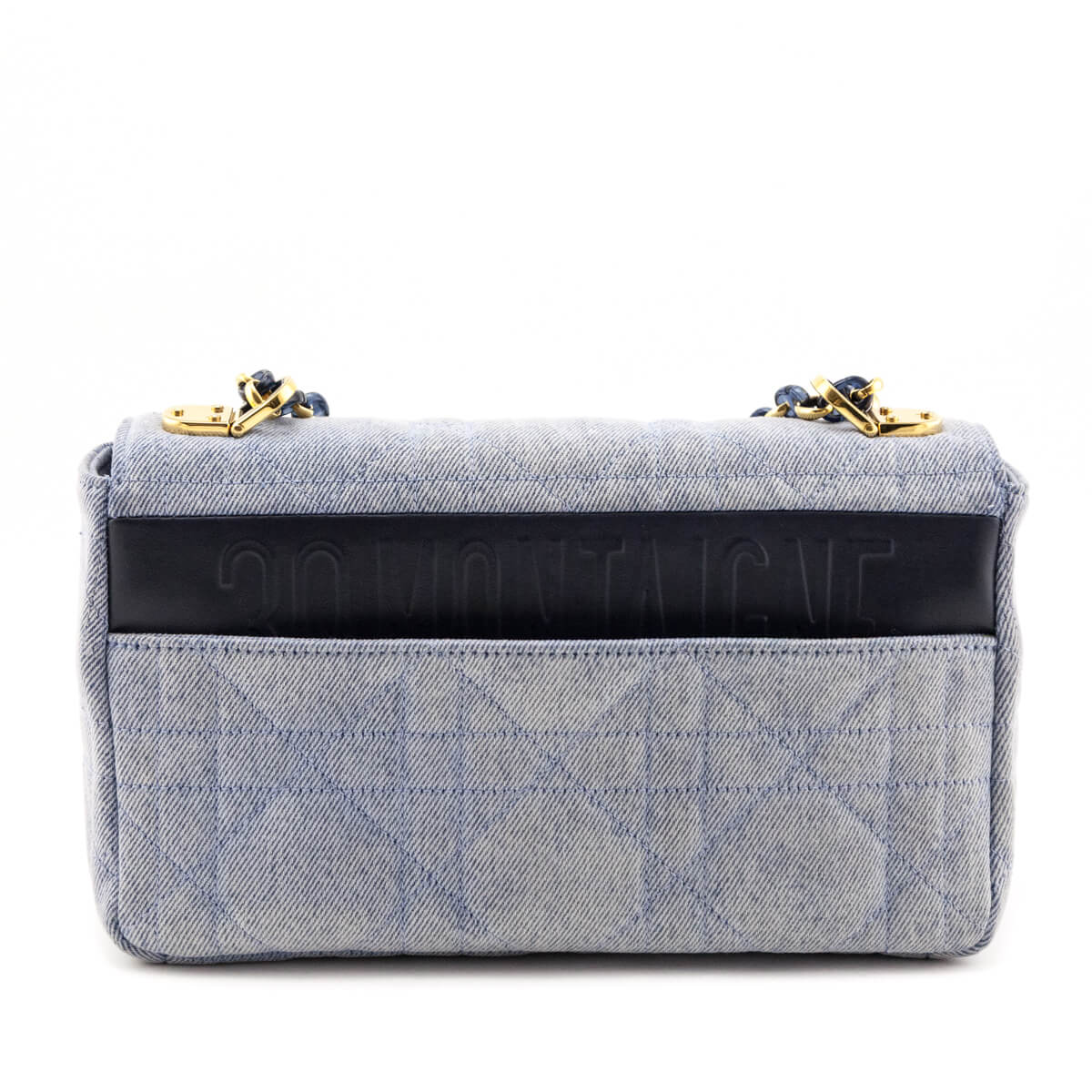 Dior Blue Denim Macrocannage Medium Caro Bag - Love that Bag etc - Preowned Authentic Designer Handbags & Preloved Fashions