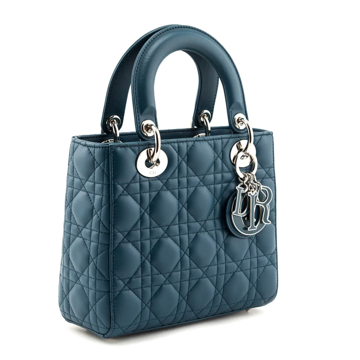 Dior Blue Quilted Lambskin Cannage My ABCDior Small Lady Dior Bag - Love that Bag etc - Preowned Authentic Designer Handbags & Preloved Fashions