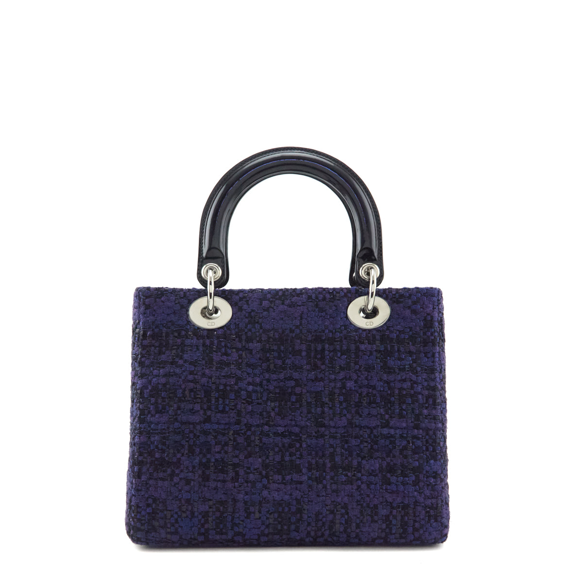 Dior Blue Tweed & Leather Medium Lady Dior Tote