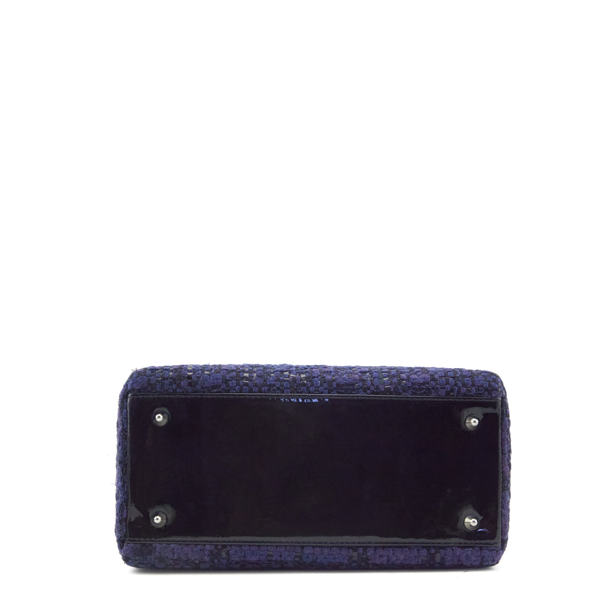 Dior Blue Tweed & Leather Medium Lady Dior Tote