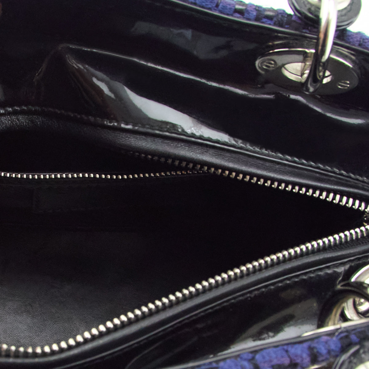 Dior Blue Tweed & Leather Medium Lady Dior Tote