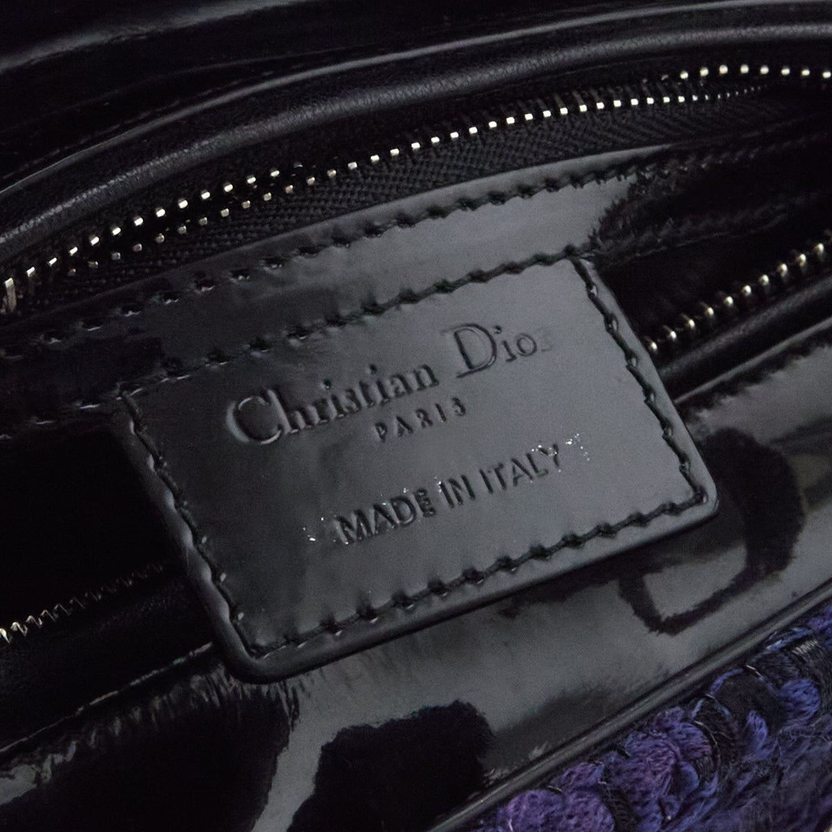 Dior Blue Tweed & Leather Medium Lady Dior Tote