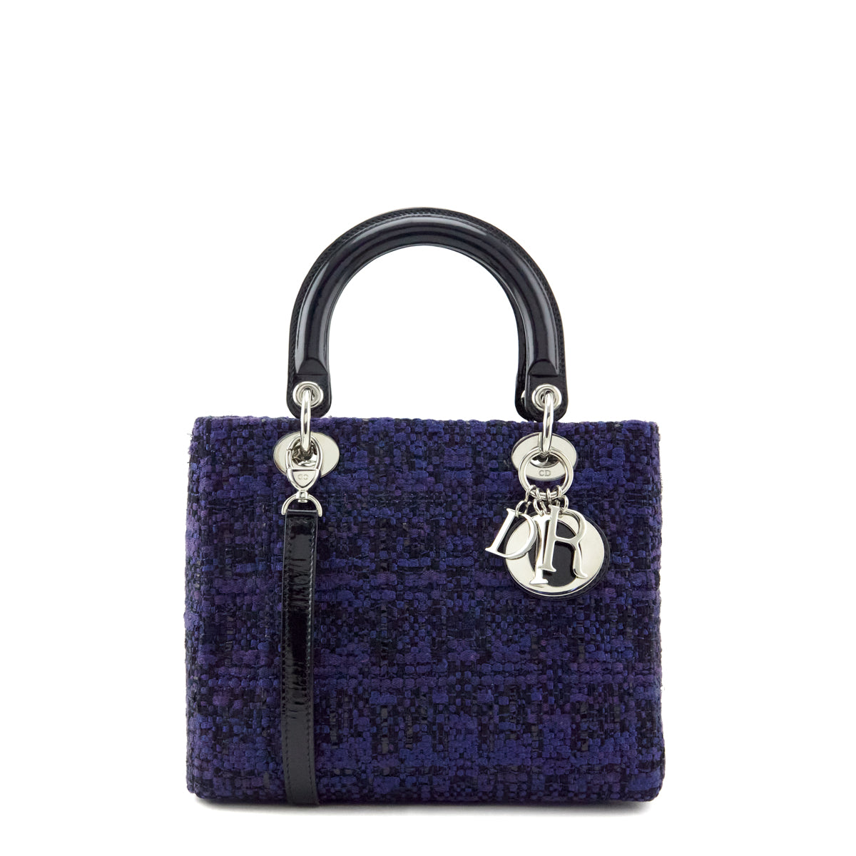 Dior Blue Tweed & Leather Medium Lady Dior Tote