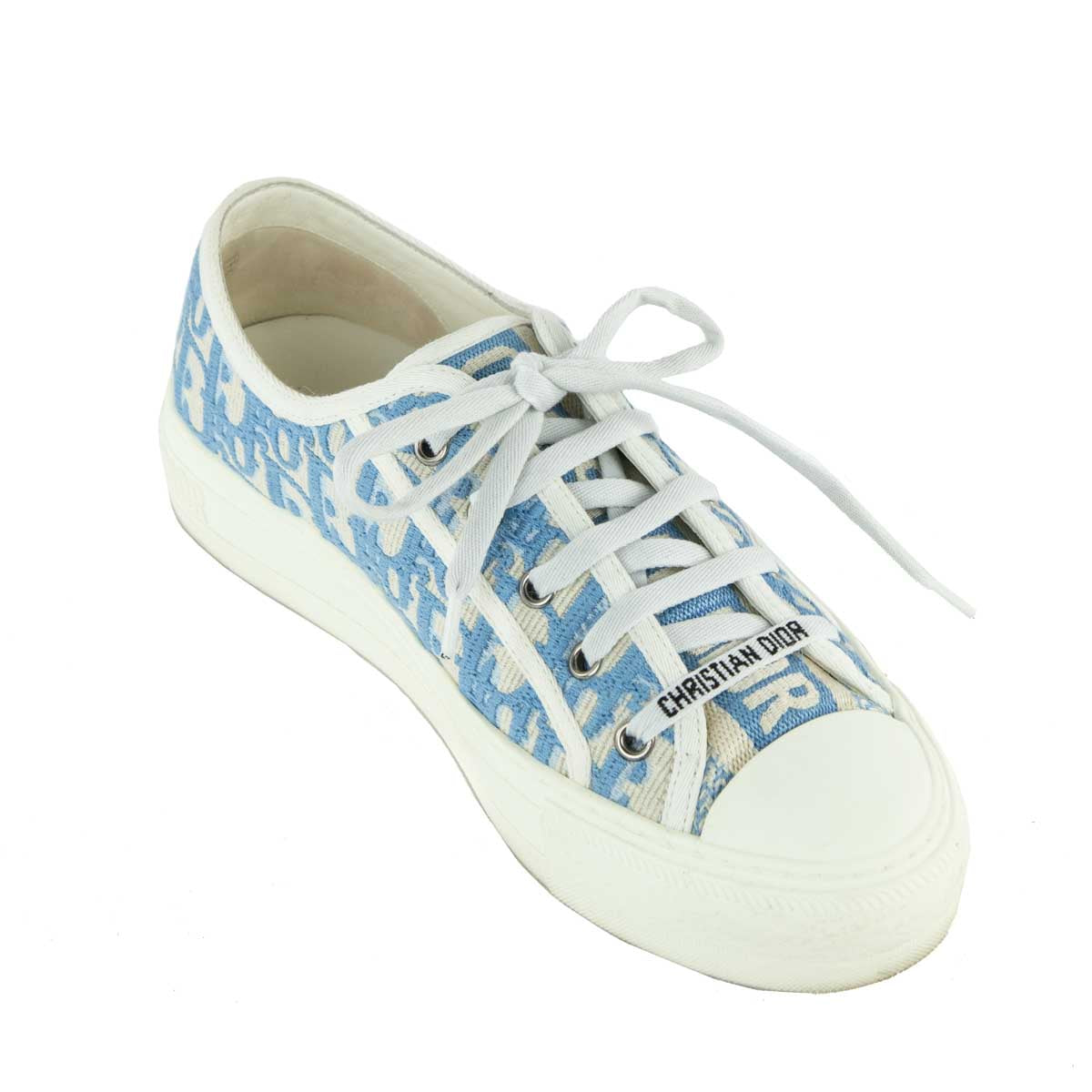 Dior Cornflower Canvas Oblique Embroidered Walk'N'Dior Sneakers
