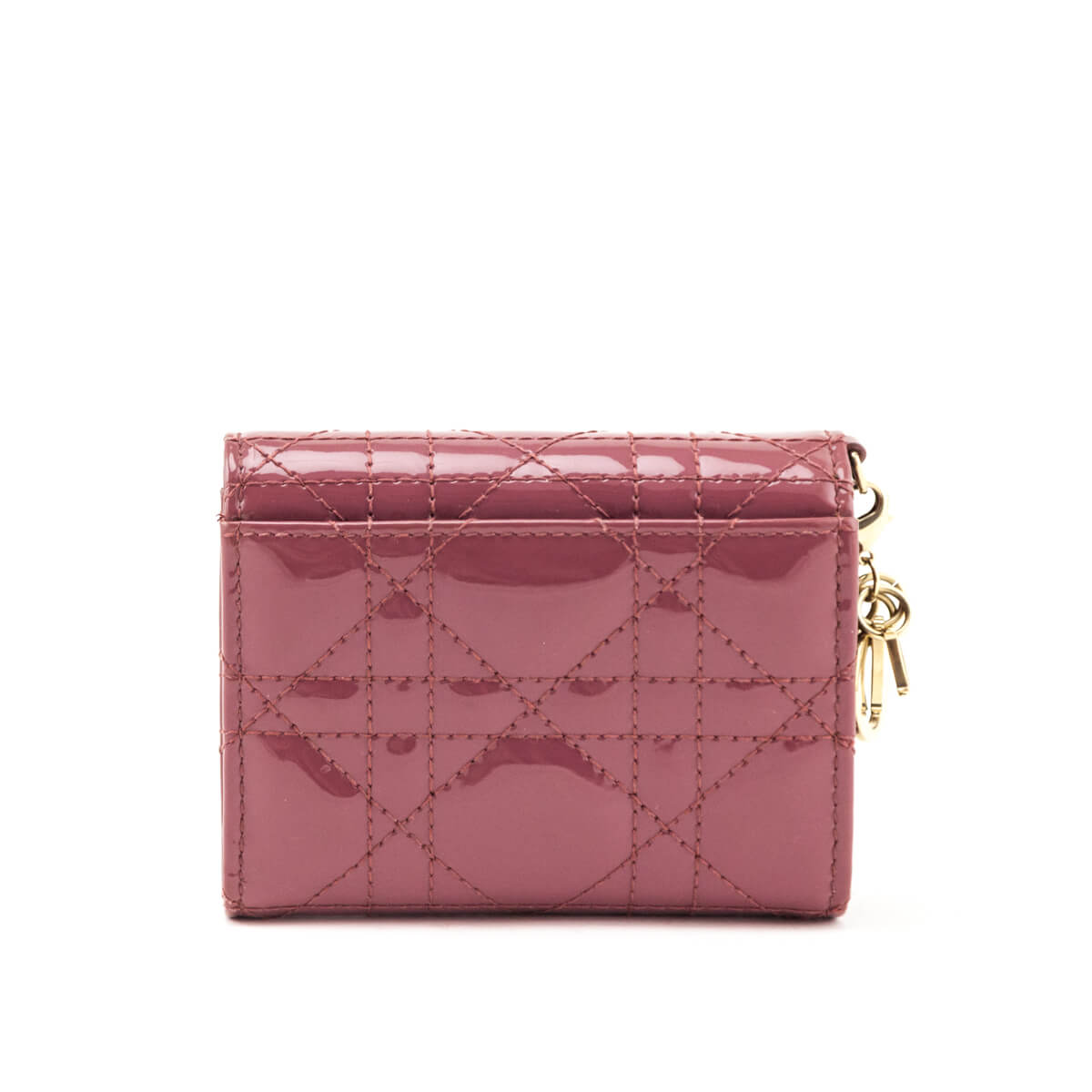 Dior Dark Pink Patent Cannage Lady Dior Lotus Wallet