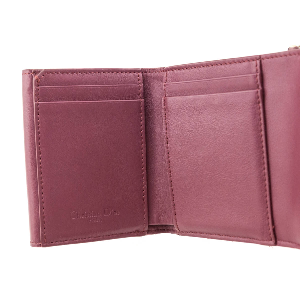 Dior Dark Pink Patent Cannage Lady Dior Lotus Wallet