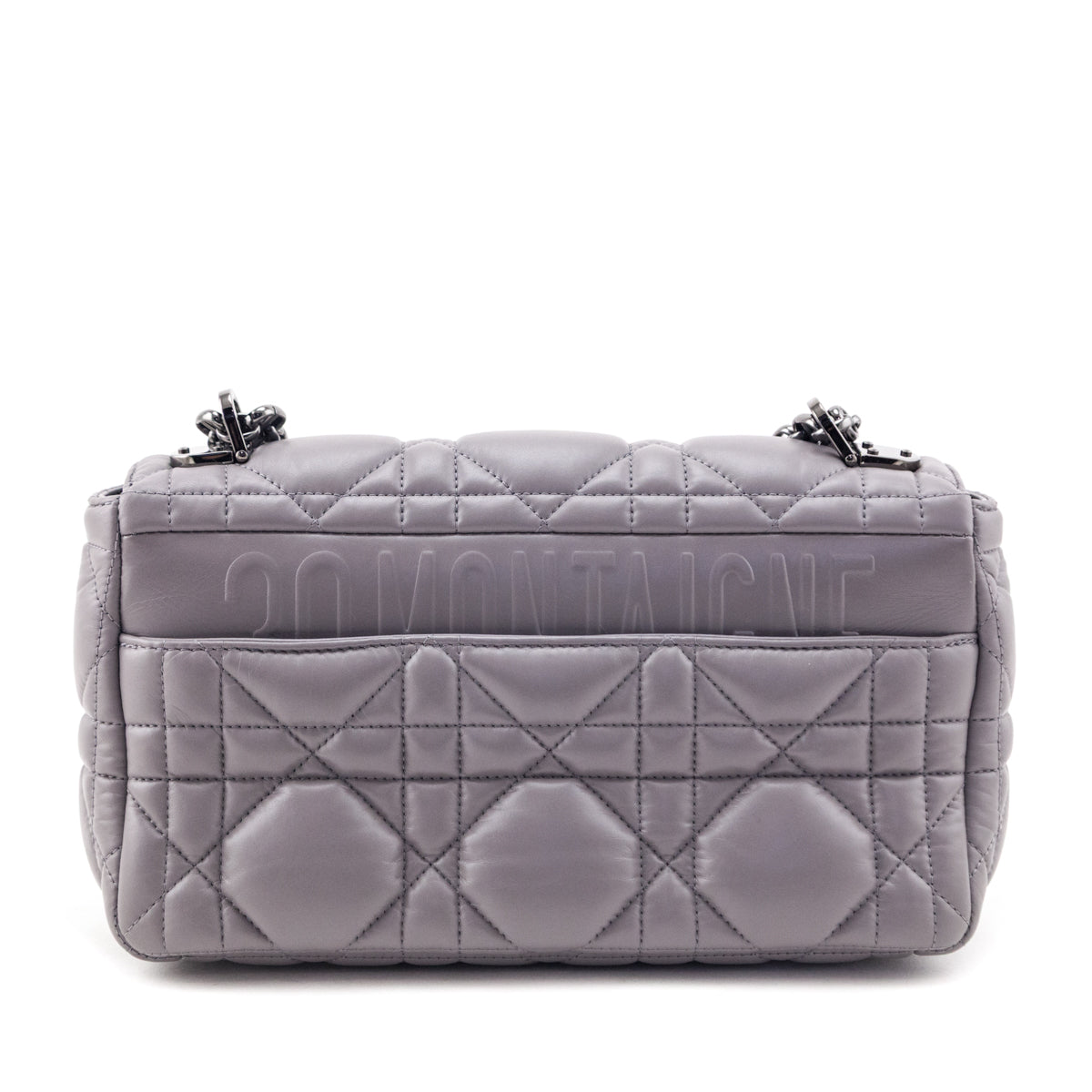 Dior Grey Calfskin Macrocannage Medium Caro Bag - Love that Bag etc - Preowned Authentic Designer Handbags & Preloved Fashions