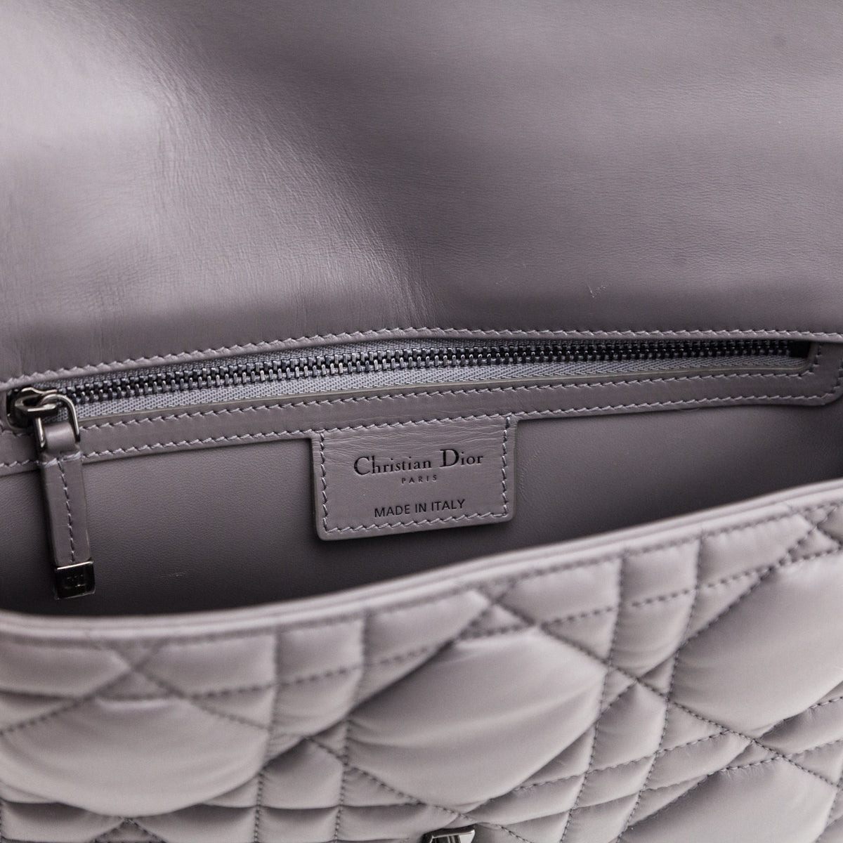 Dior Grey Calfskin Macrocannage Medium Caro Bag - Love that Bag etc - Preowned Authentic Designer Handbags & Preloved Fashions