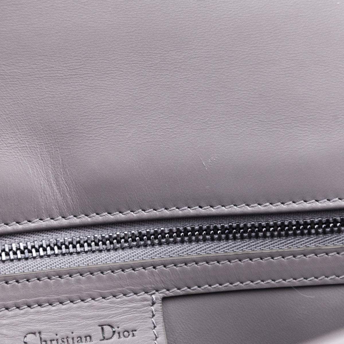 Dior Grey Calfskin Macrocannage Medium Caro Bag - Love that Bag etc - Preowned Authentic Designer Handbags & Preloved Fashions