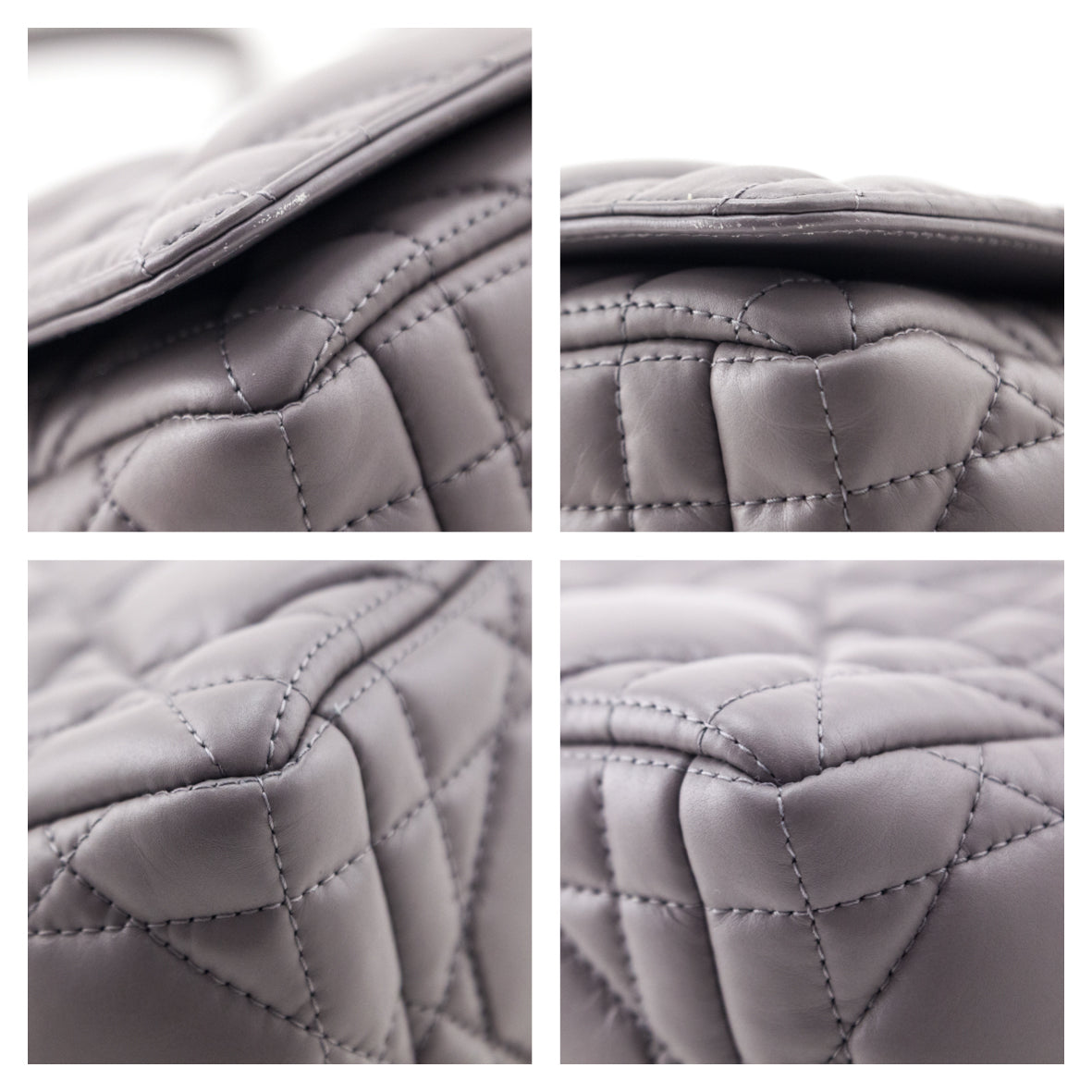 Dior Grey Calfskin Macrocannage Medium Caro Bag - Love that Bag etc - Preowned Authentic Designer Handbags & Preloved Fashions