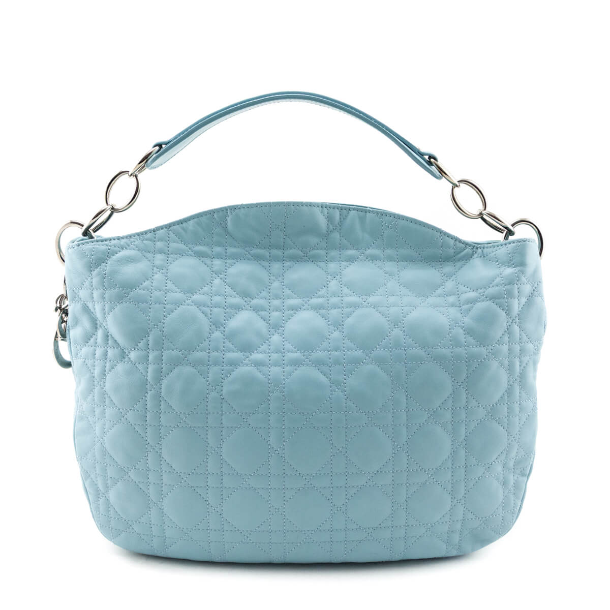 Dior Light Blue Lambskin Cannage Medium Dior Soft Hobo