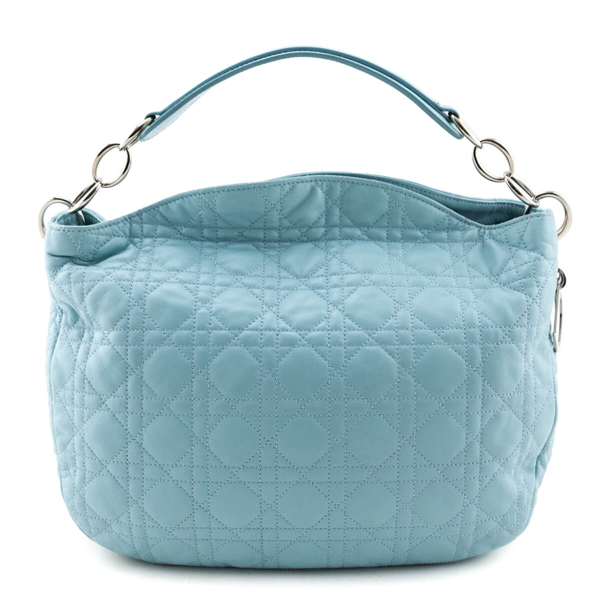 Dior Light Blue Lambskin Cannage Medium Dior Soft Hobo
